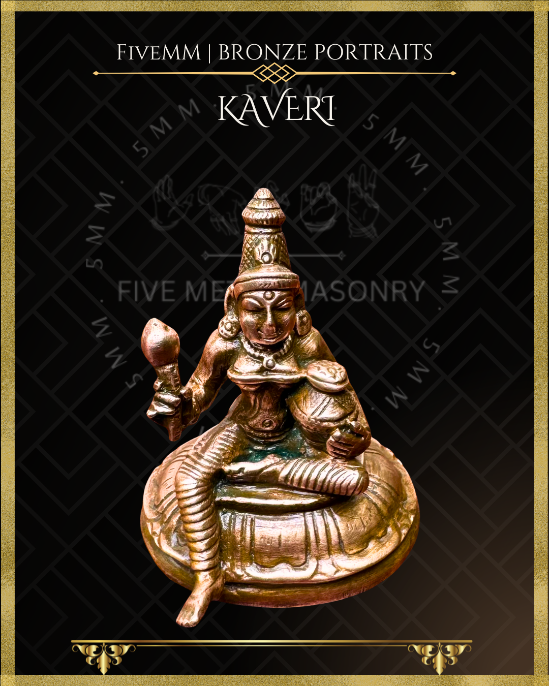 Kaveri -River Goddess Panchaloha Bronze statue – per Shilpa Sastra iconography, handcrafted by lost wax casting – Top angle view
