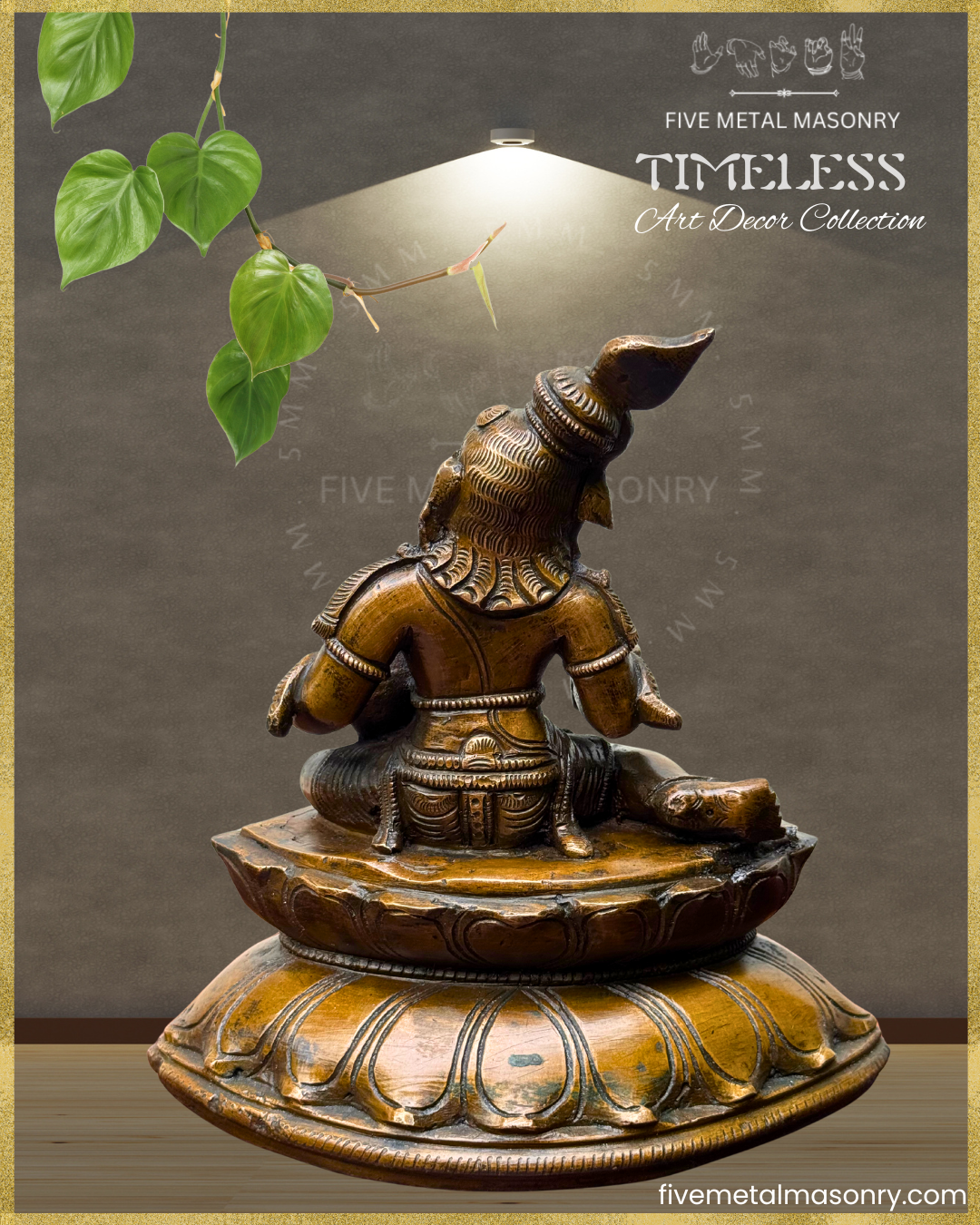 Krishna with butter-Panchaloha Bronze statue – Timeless Collection - Iconography per Shilpa Sastra, Handcrafted lost wax casting – Rear view
