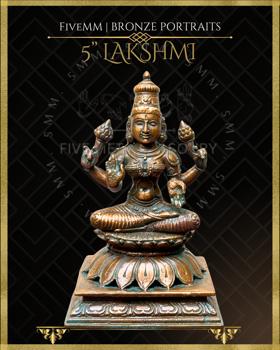 Lakshmi Panchaloha Bronze statue – per Shilpa Sastra iconography, handcrafted by lost wax casting – Front view