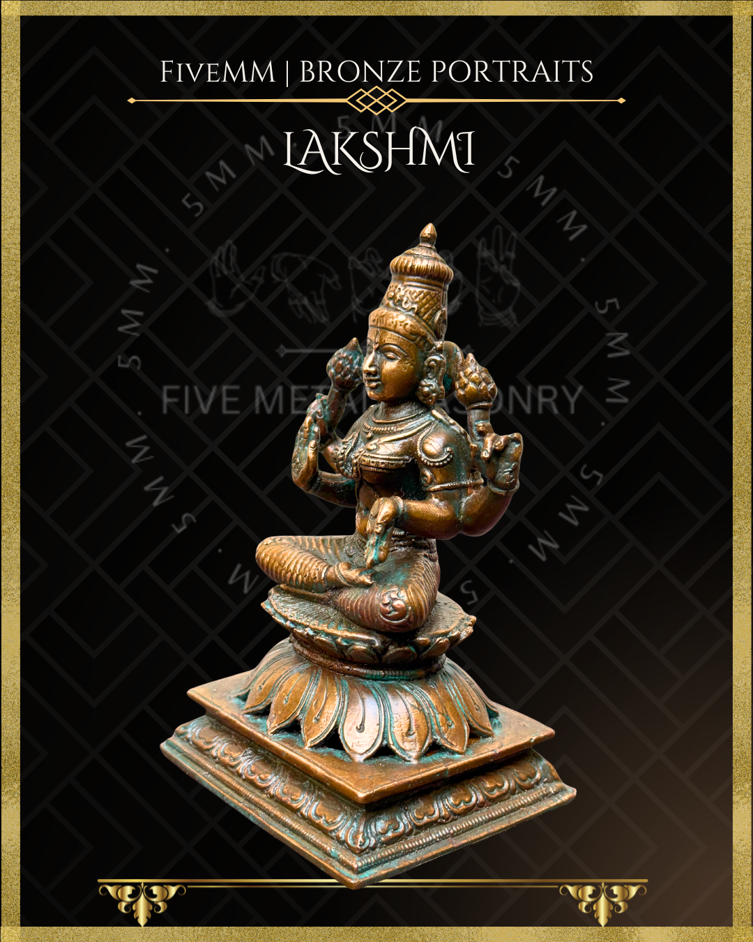 Lakshmi Panchaloha Bronze statue – per Shilpa Sastra iconography, handcrafted by lost wax casting – Left facing view