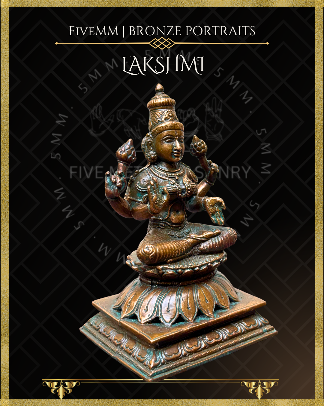 Lakshmi Panchaloha Bronze statue – per Shilpa Sastra iconography, handcrafted by lost wax casting – Right facing view