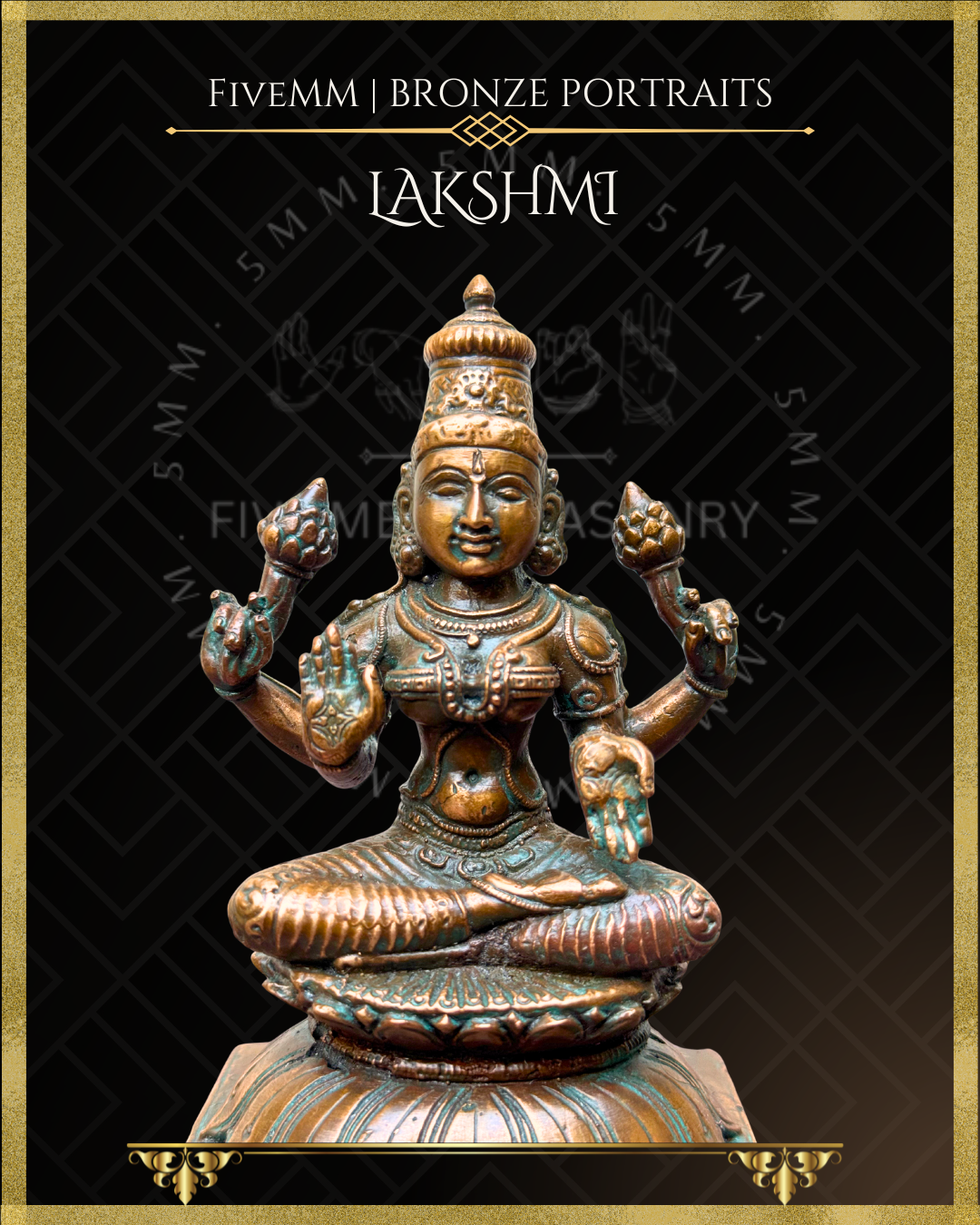 Lakshmi Panchaloha Bronze statue – per Shilpa Sastra iconography, handcrafted by lost wax casting – closeup view