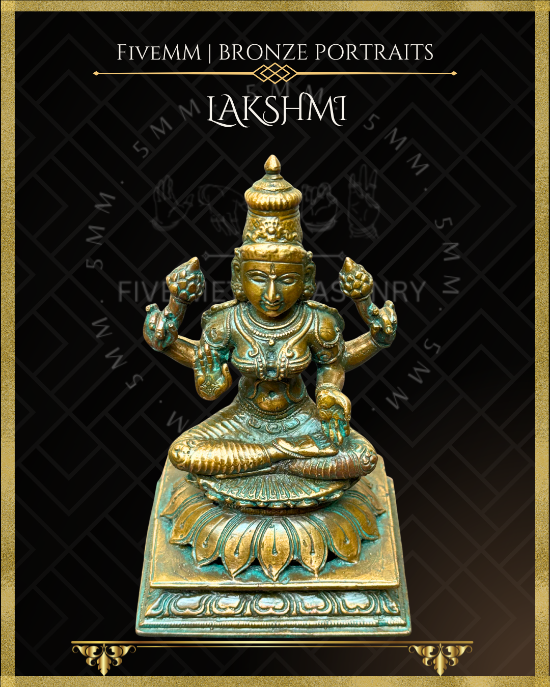 Lakshmi Panchaloha Bronze statue – per Shilpa Sastra iconography, handcrafted by lost wax casting – Top angle view