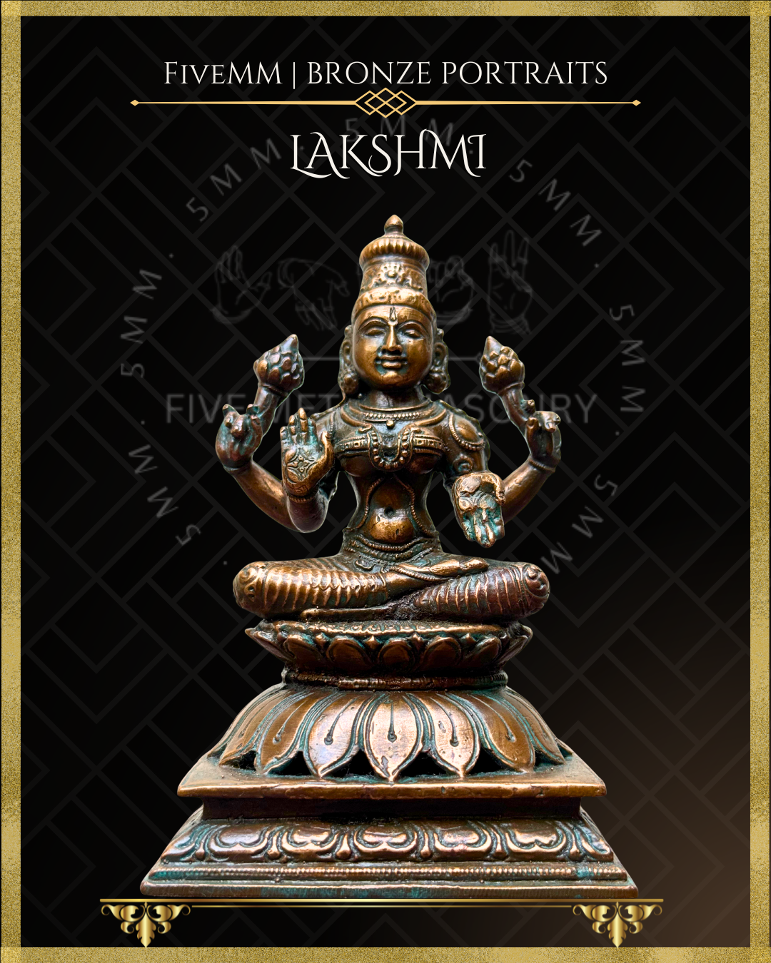 Lakshmi Panchaloha Bronze statue – per Shilpa Sastra iconography, handcrafted by lost wax casting – Bottom up  view
