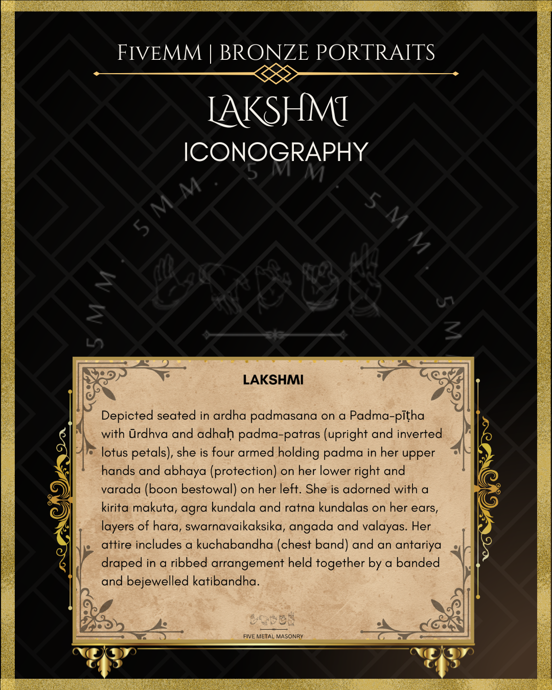 Lakshmi Panchaloha Bronze statue – per Shilpa Sastra iconography, handcrafted by lost wax casting – iconographic description