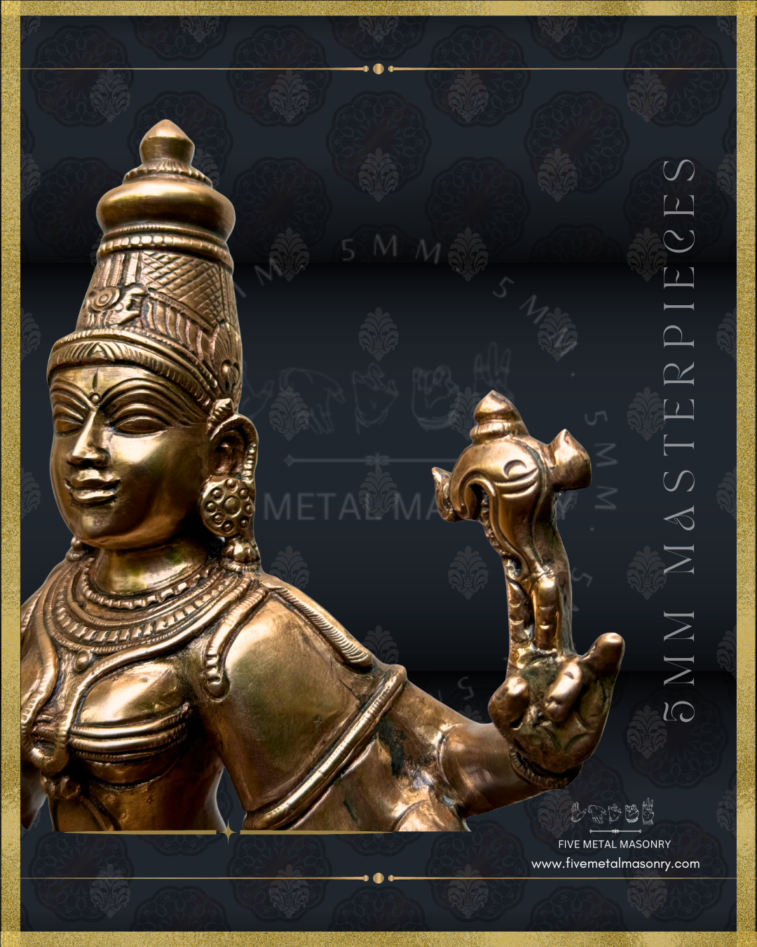 Mahisasuramardini Panchaloha Bronze statue -  Masterpieces Collection - Iconography per Shilpa Sastra, handcrafted lost wax casting – Closeup view