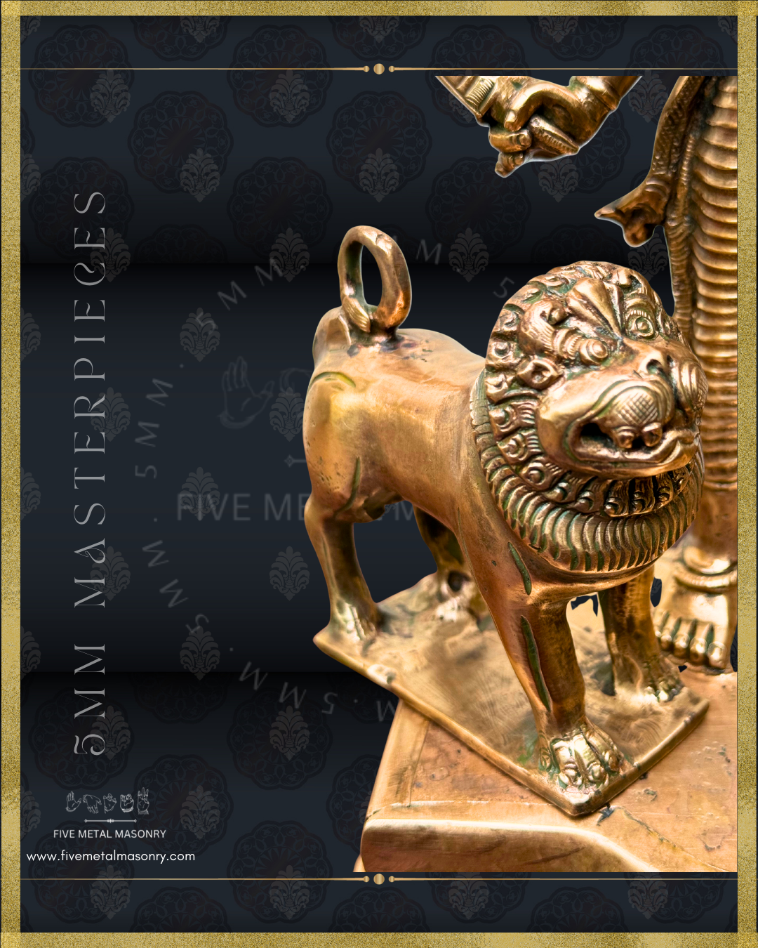 Mahisasuramardini Panchaloha Bronze statue -  Masterpieces Collection - Iconography per Shilpa Sastra, handcrafted lost wax casting – Simha Closeup view