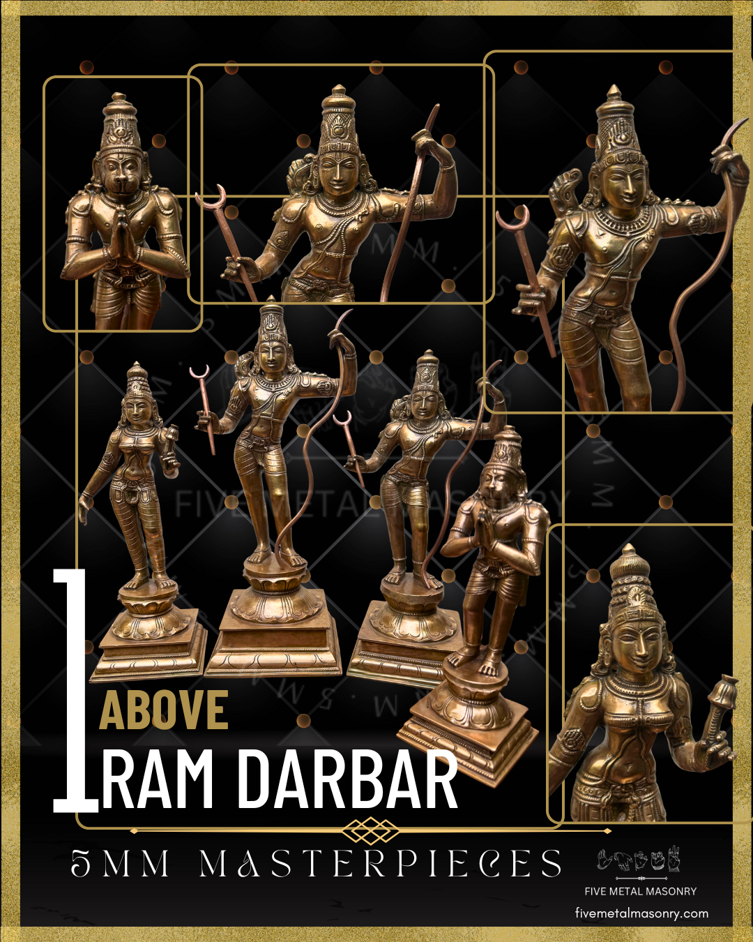 Ram Darbar Set Panchaloha Bronze statue -  Masterpieces Collection - Iconography per Shilpa Sastra, handcrafted lost wax casting.