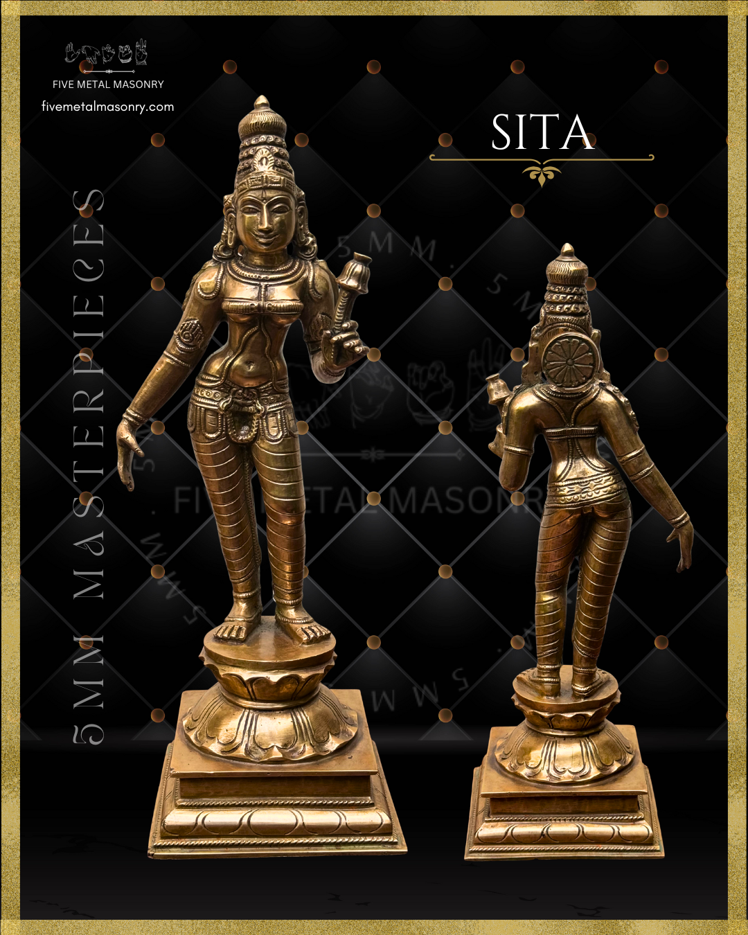 Ram Darbar Set - Sita. Panchaloha Bronze statue -  Masterpieces Collection - Iconography per Shilpa Sastra, handcrafted lost wax casting