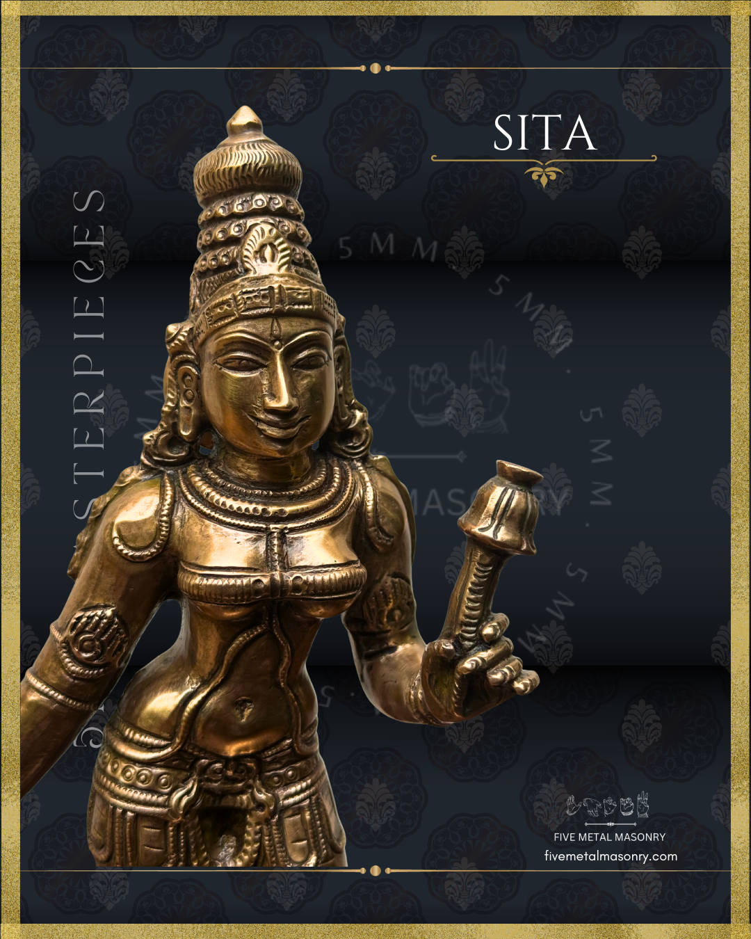 Ram Darbar Set - Sita. Panchaloha Bronze statue -  Masterpieces Collection - Iconography per Shilpa Sastra, handcrafted lost wax casting
