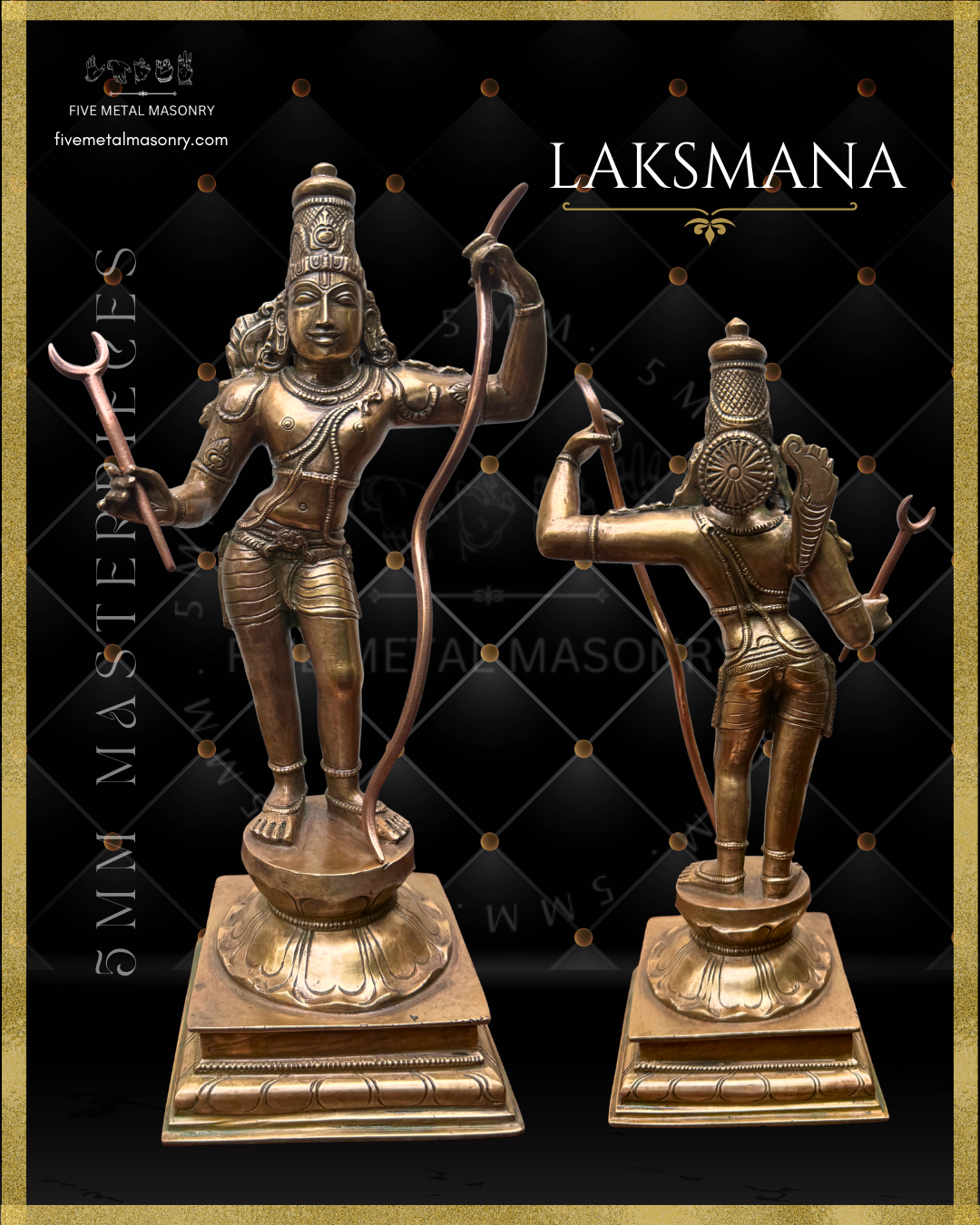 Ram Darbar Set - Lakshmana. Panchaloha Bronze statue -  Masterpieces Collection - Iconography per Shilpa Sastra, handcrafted lost wax casting
