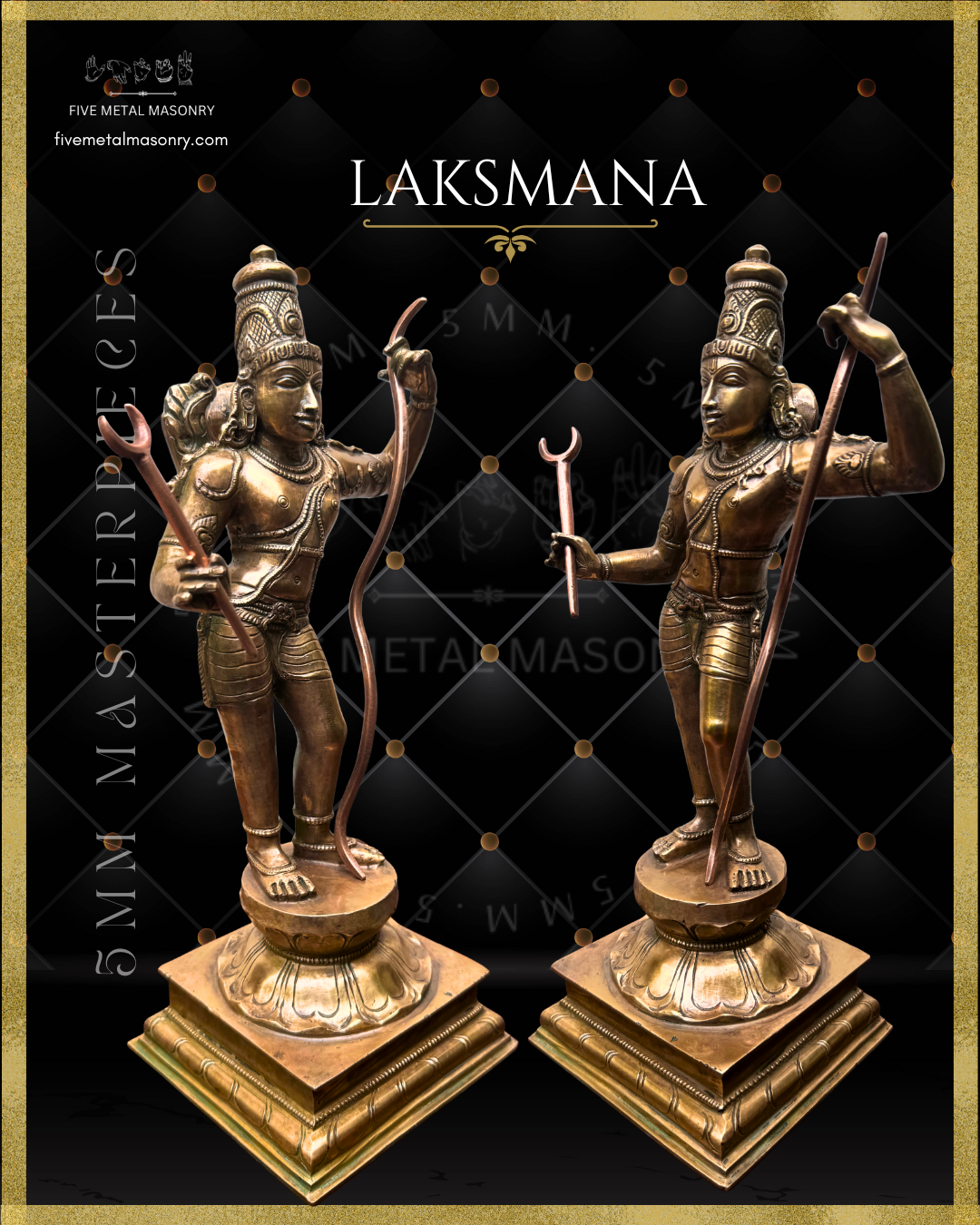 Ram Darbar Set - Lakshmana. Panchaloha Bronze statue -  Masterpieces Collection - Iconography per Shilpa Sastra, handcrafted lost wax casting