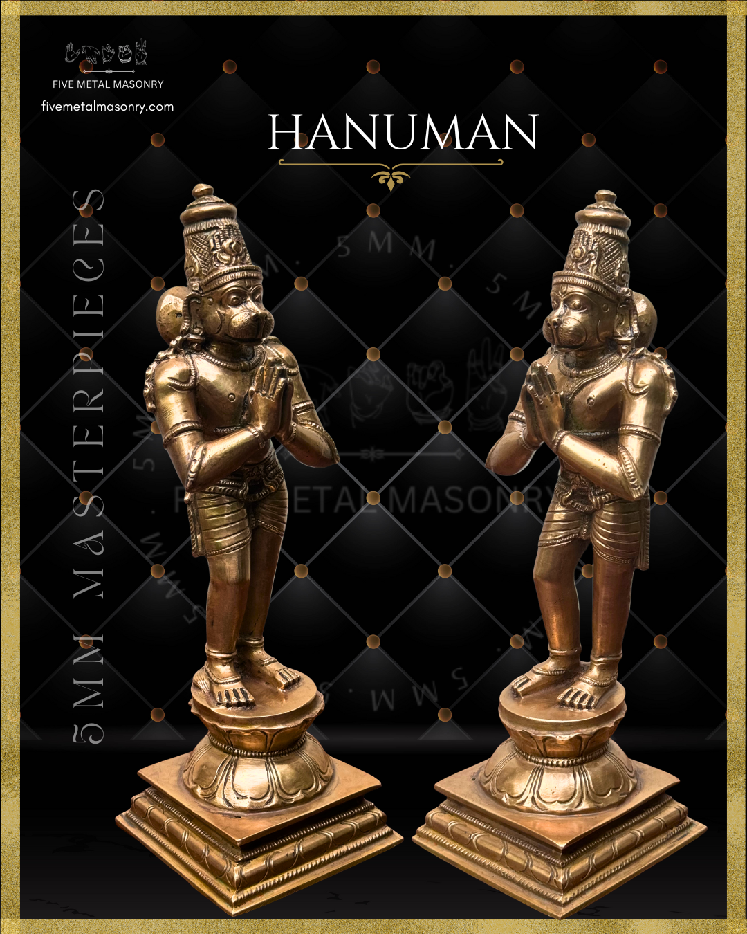 Ram Darbar Set - Hanuman. Panchaloha Bronze statue -  Masterpieces Collection - Iconography per Shilpa Sastra, handcrafted lost wax casting