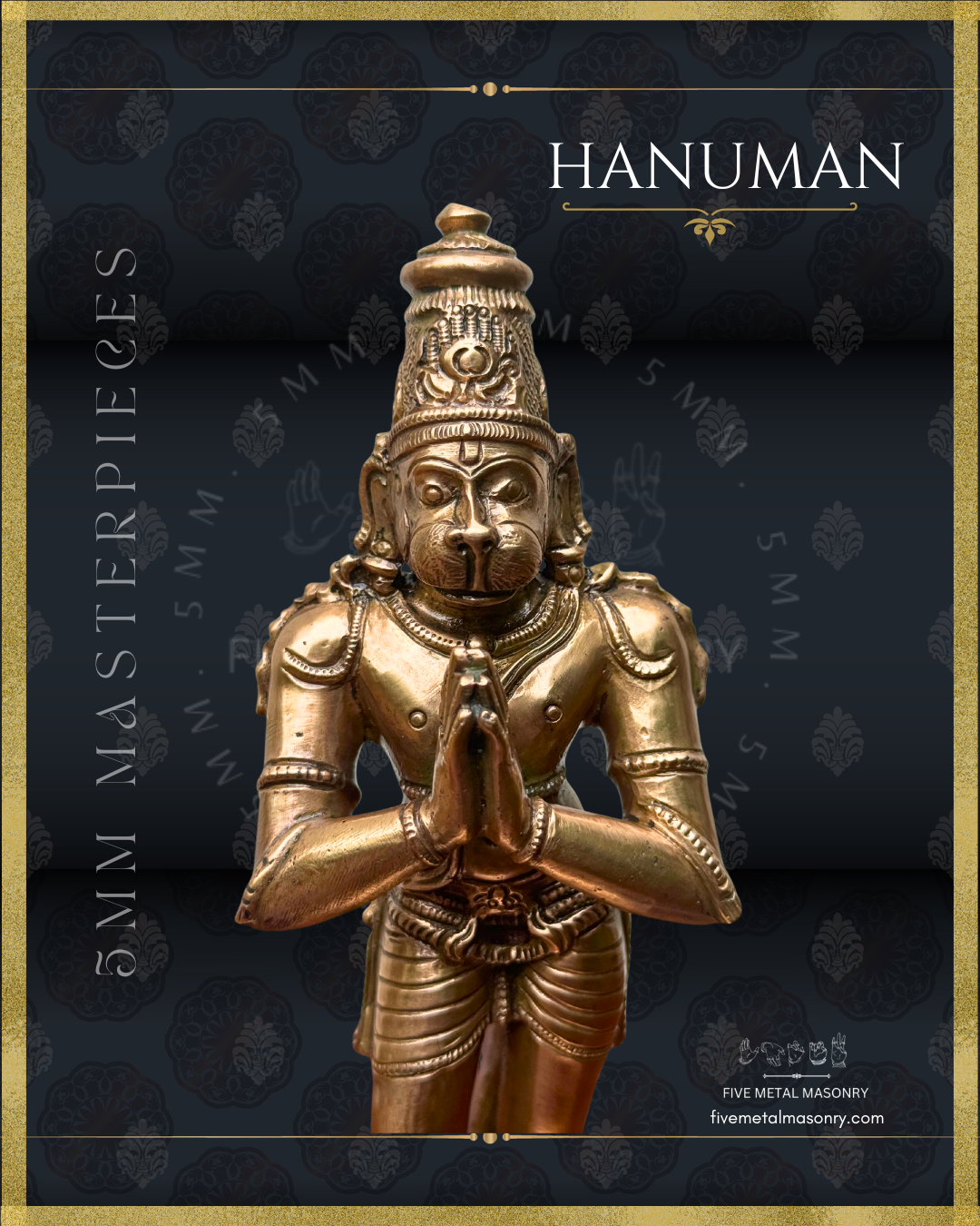 Ram Darbar Set - Hanuman. Panchaloha Bronze statue -  Masterpieces Collection - Iconography per Shilpa Sastra, handcrafted lost wax casting