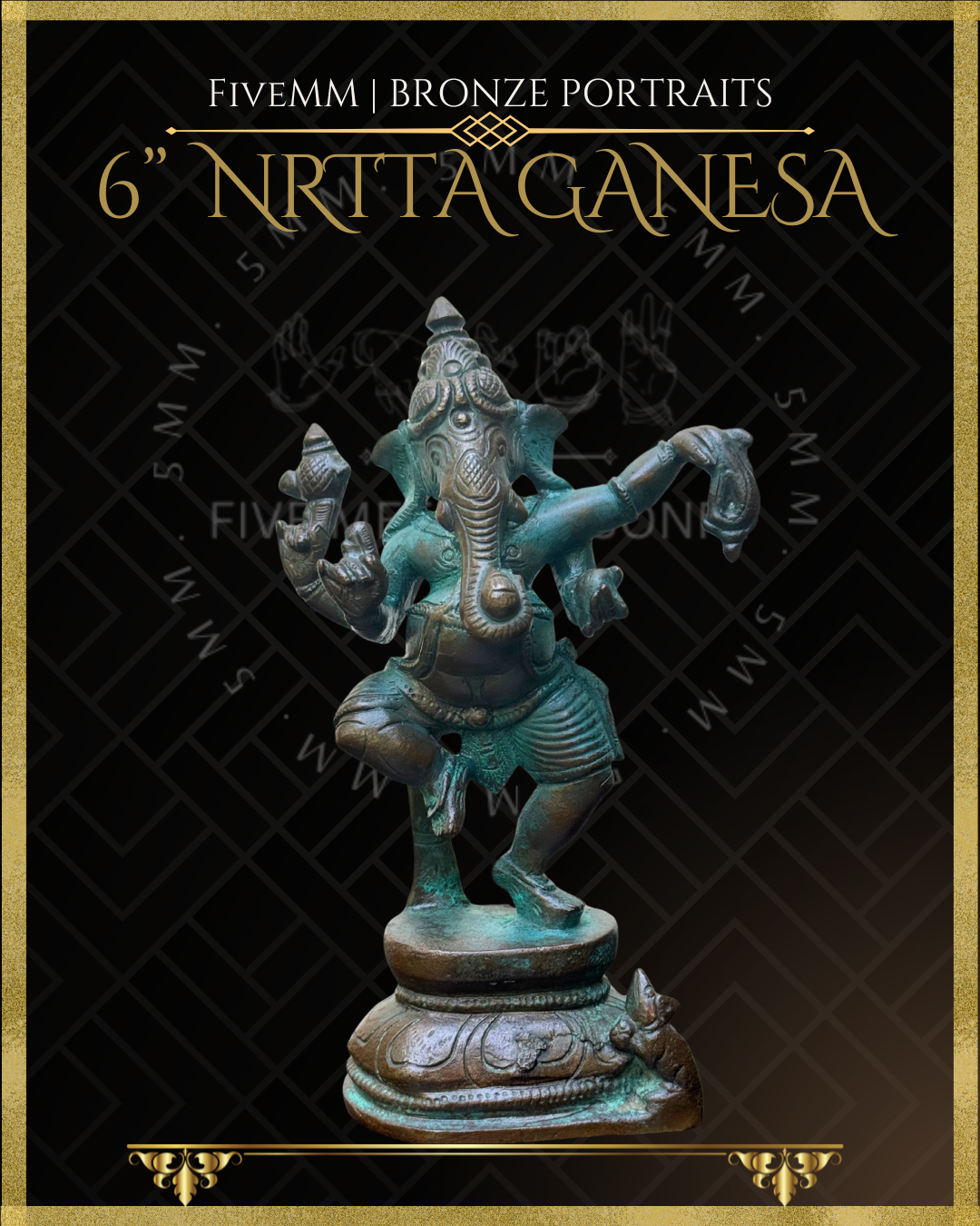 Dancing Ganesha Panchaloha Bronze statue – per Shilpa Sastra iconography, handcrafted by lost wax casting – Front view