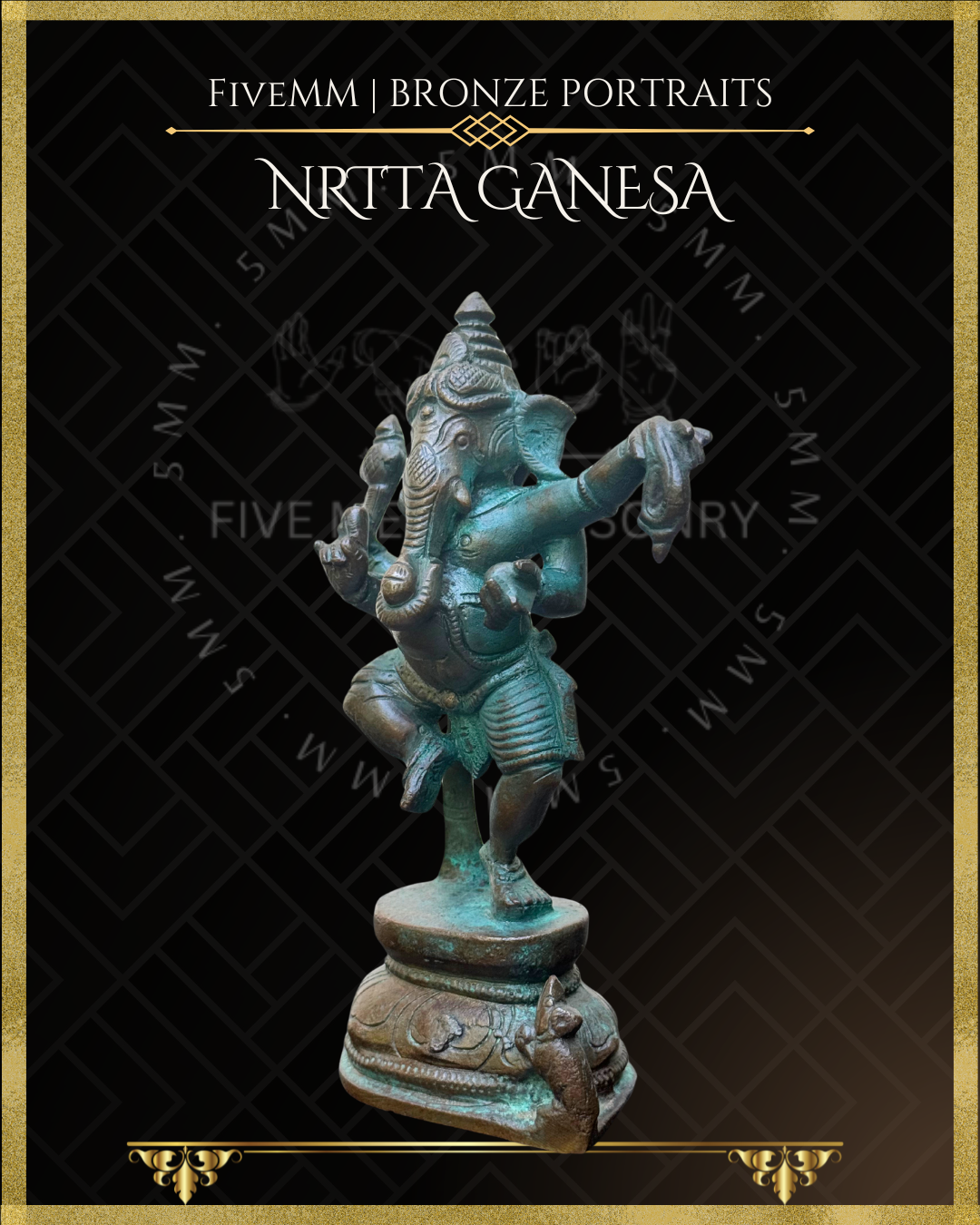 Dancing Ganesha Panchaloha Bronze statue – per Shilpa Sastra iconography, handcrafted by lost wax casting – Left facing view