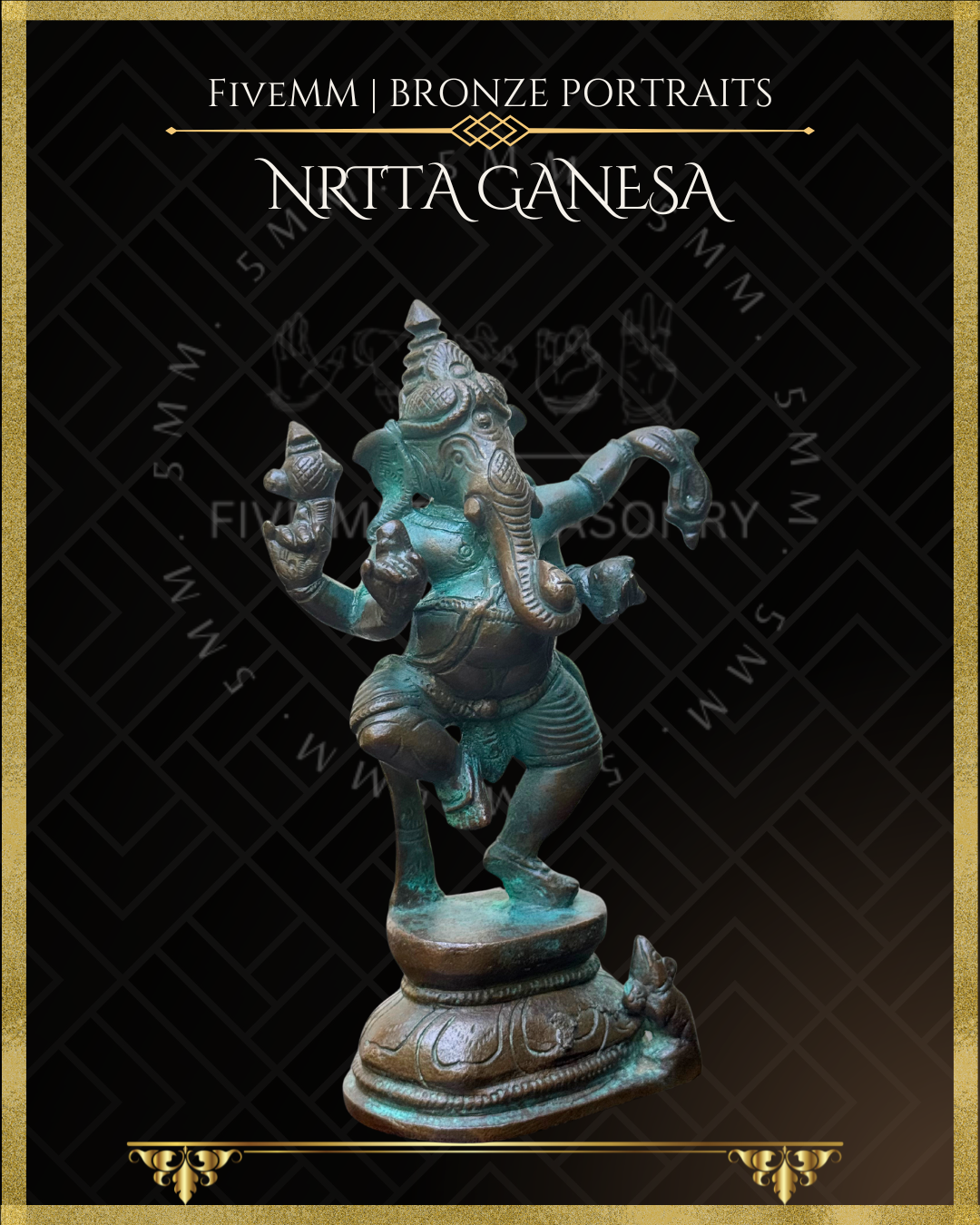 Dancing Ganesha Panchaloha Bronze statue – per Shilpa Sastra iconography, handcrafted by lost wax casting – Right facing view