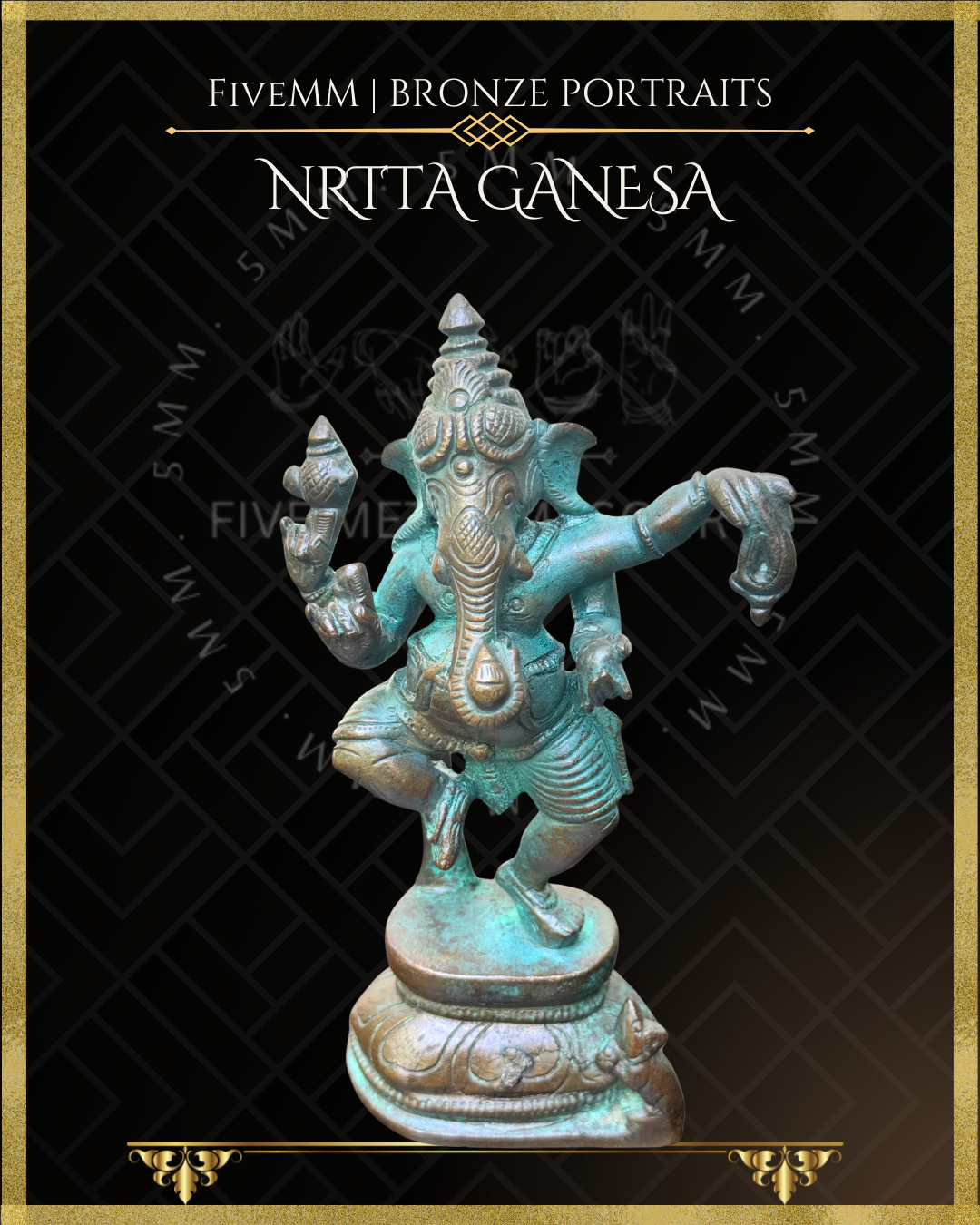 Dancing Ganesha Panchaloha Bronze statue – per Shilpa Sastra iconography, handcrafted by lost wax casting – Top angle view