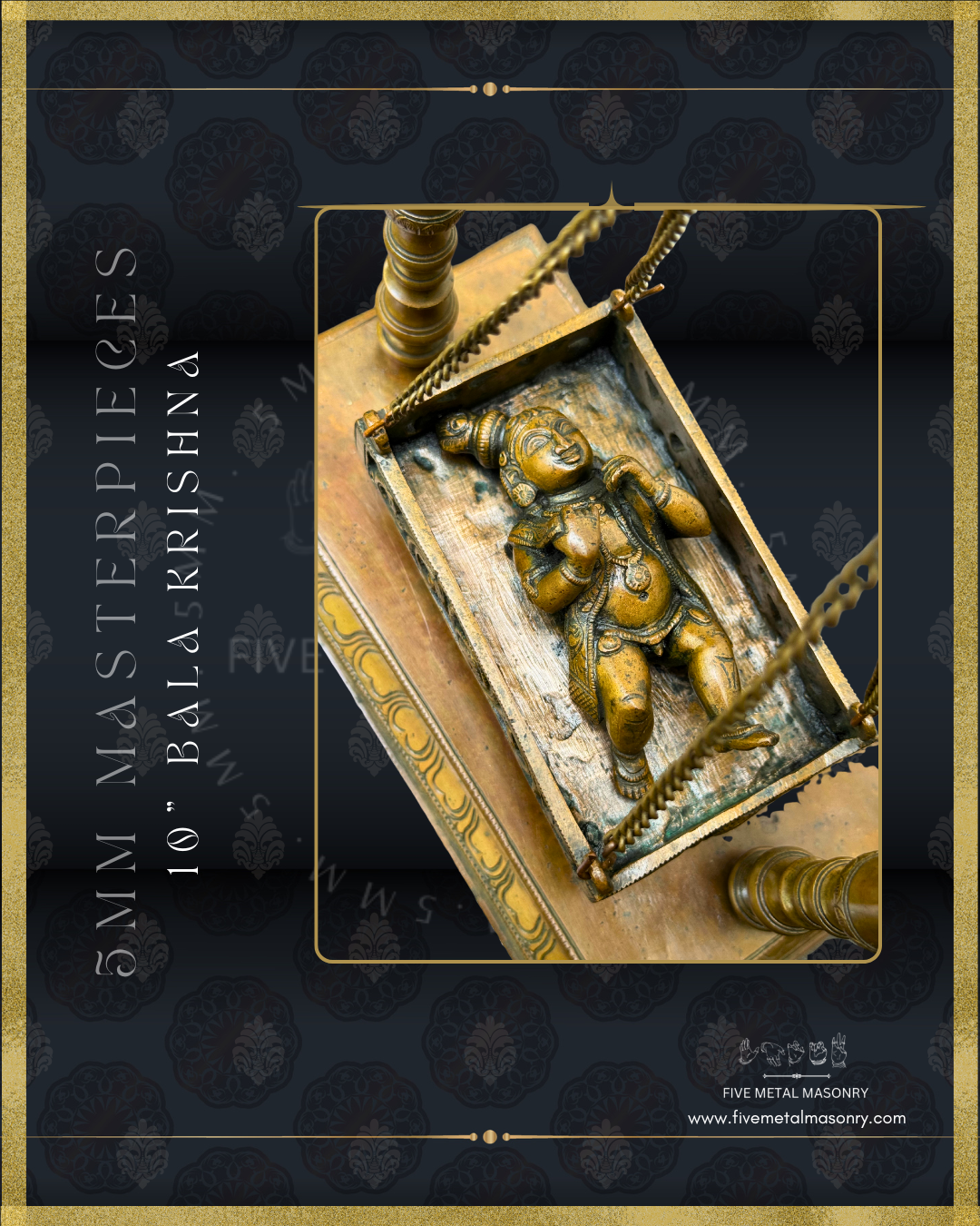 Bala Krishna in Cradle Panchaloha Bronze statue -  Masterpieces Collection - Iconography per Shilpa Sastra, handcrafted lost wax casting – Top view