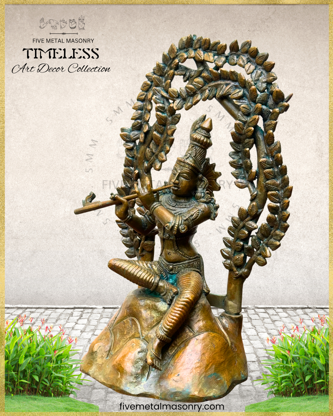Krishna as Venugopala-Panchaloha Bronze statue – Timeless Collection - Iconography per Shilpa Sastra, Handcrafted lost wax casting – Left facing view