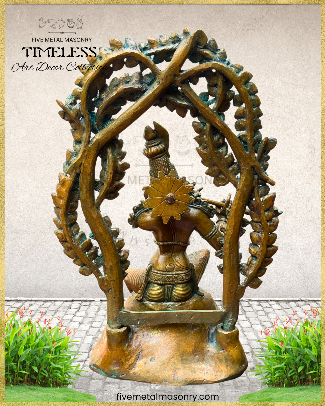 Krishna as Venugopala-Panchaloha Bronze statue – Timeless Collection - Iconography per Shilpa Sastra, Handcrafted lost wax casting – Rear view