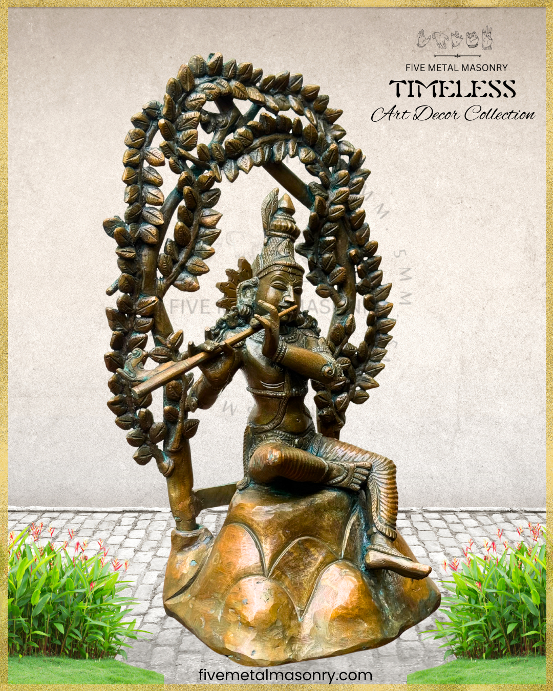 Krishna as Venugopala-Panchaloha Bronze statue – Timeless Collection - Iconography per Shilpa Sastra, Handcrafted lost wax casting – Right facing view