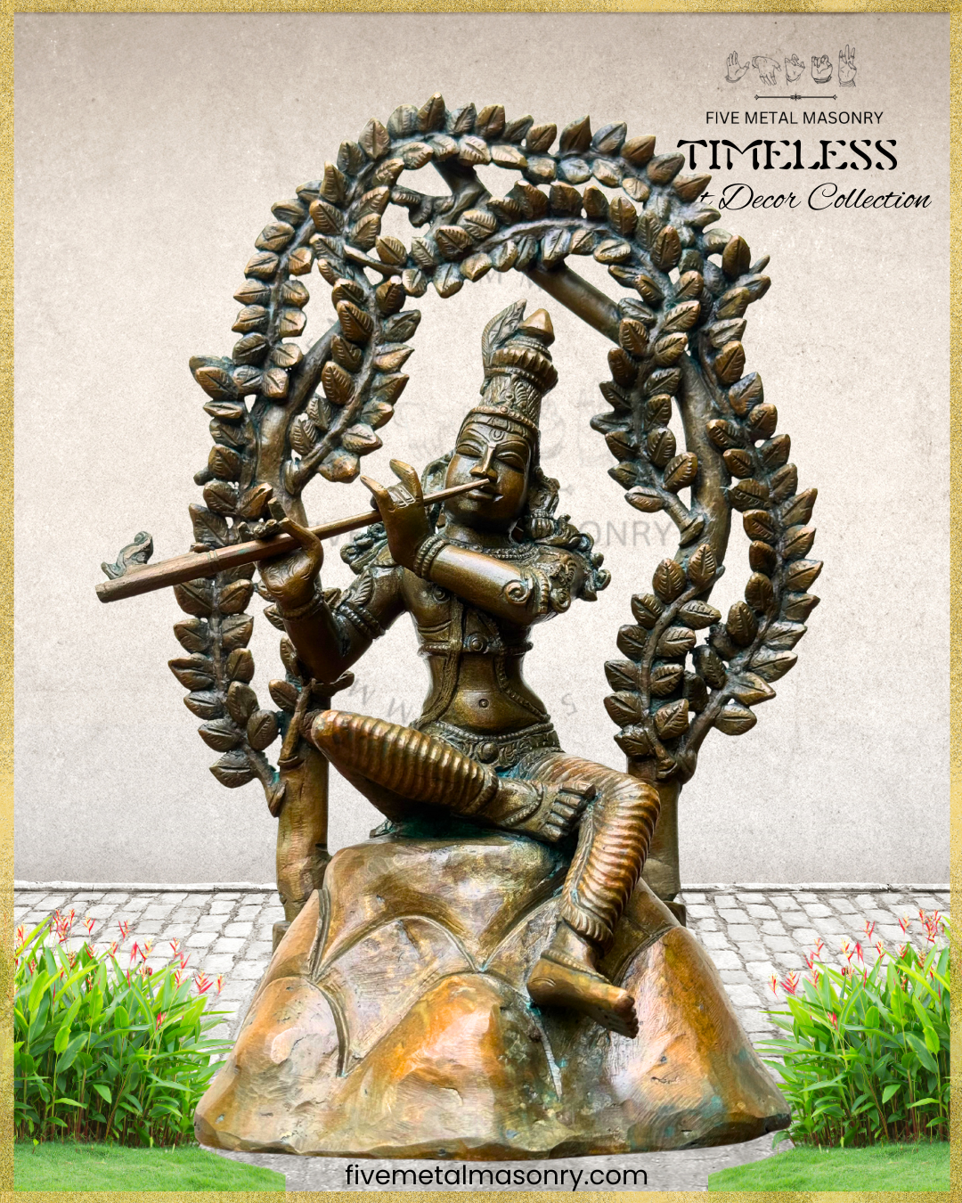 Krishna as Venugopala-Panchaloha Bronze statue – Timeless Collection - Iconography per Shilpa Sastra, Handcrafted lost wax casting – Bottom up view