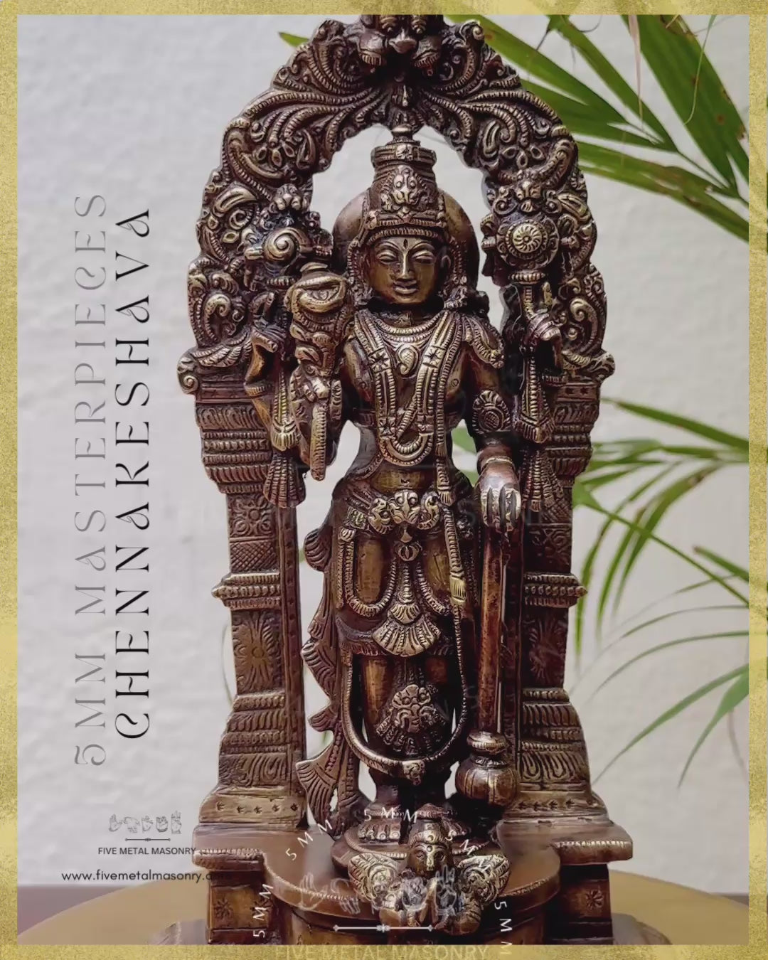 Chennakeshava Perumal Panchaloha Bronze statue -  Masterpieces Collection - Iconography per Shilpa Sastra, handcrafted lost wax casting – video- 360 degree view