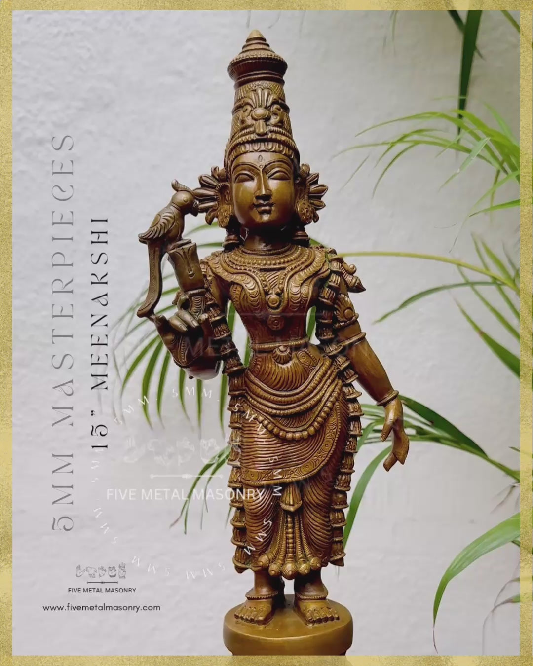 Madurai Meenakshi Panchaloha Bronze statue -  Masterpieces Collection - Iconography per Shilpa Sastra, handcrafted lost wax casting – Video- 360 degree view