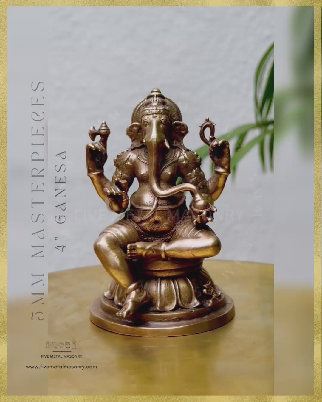 Ganesa Panchaloha Bronze Icon - 4"-  Masterpieces Collection