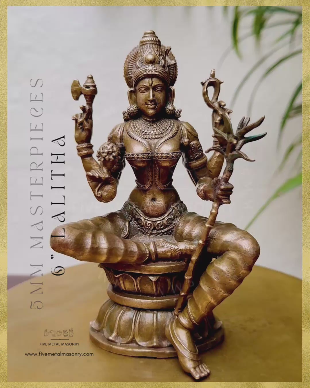 Lalitha-Tripurasundari Panchaloha Bronze statue -  Masterpieces Collection - Iconography per Shilpa Sastra, handcrafted lost wax casting – Video-360 degree view