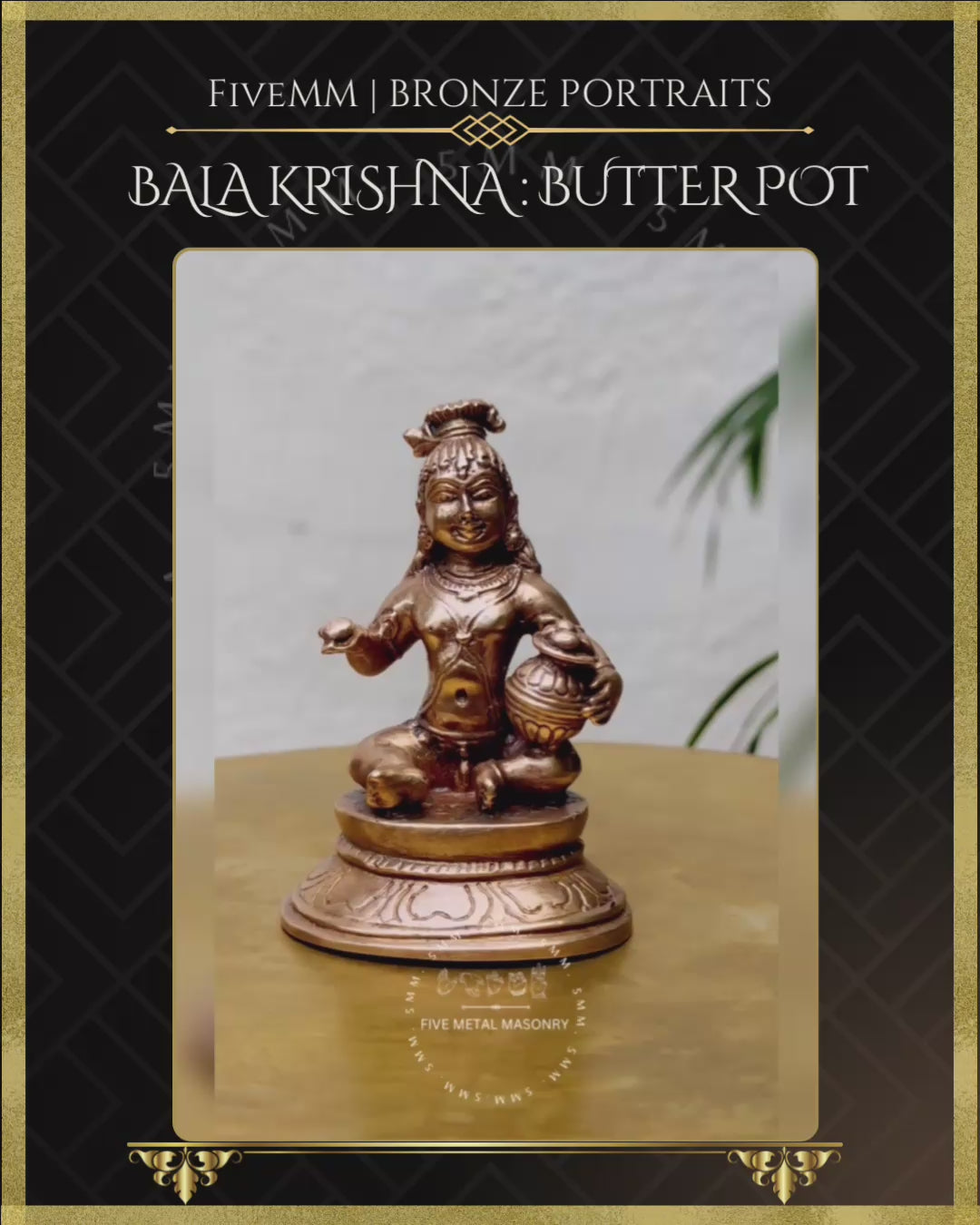 Bala Krishna with Butter Pot - Panchaloha Bronze Icon - 3”