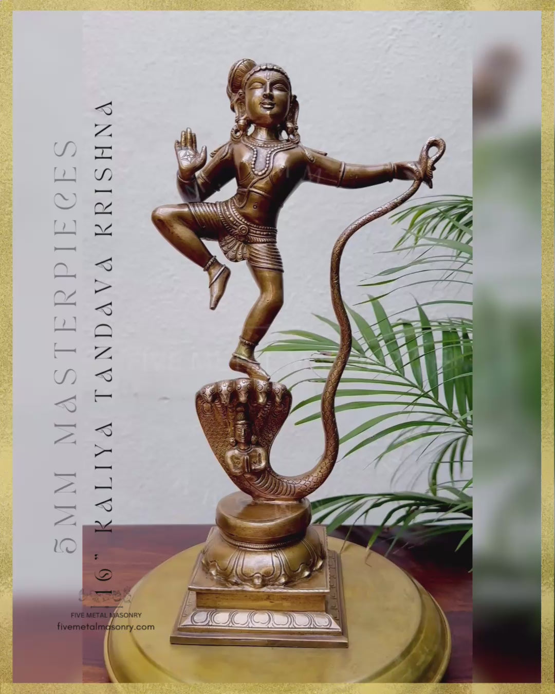Kaliya Tandava Krishna-Panchaloha Bronze Icon - 16”