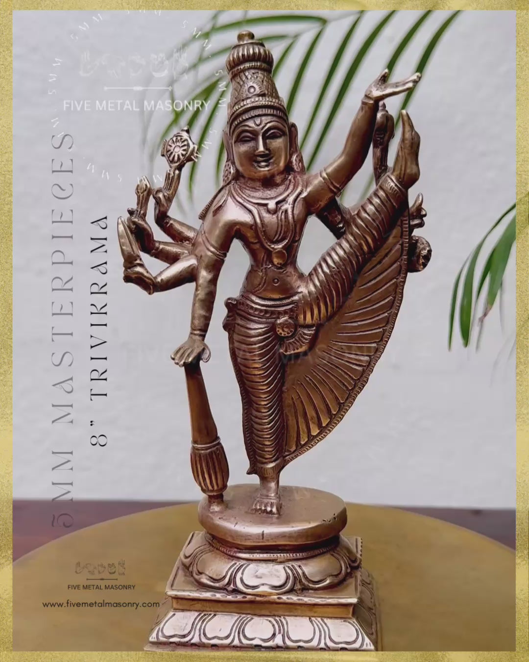 Vishnu-Trivikrama-Ulagalantha PerumalPanchaloha Bronze statue – Shilpa Sastra iconography, handcrafted lost wax casting – Video- 360 degree view