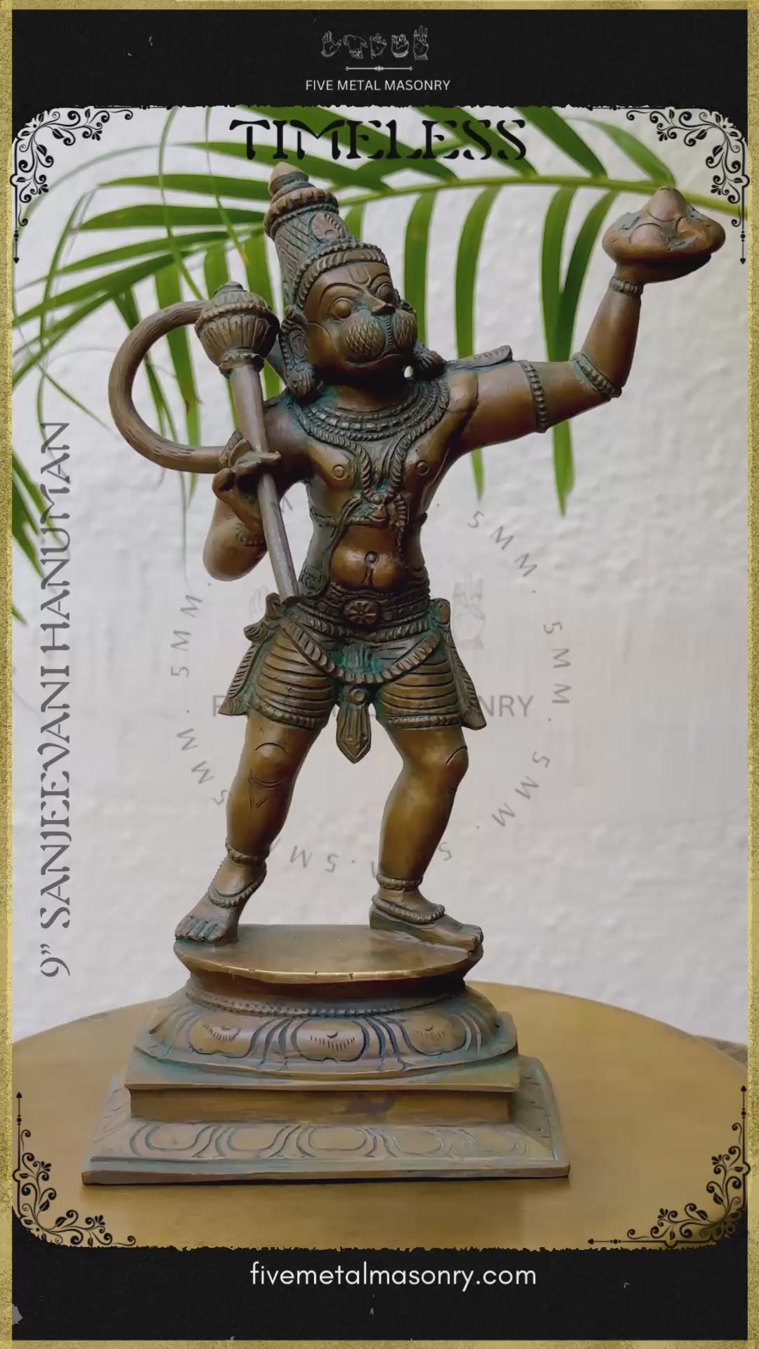 Hanuman Panchaloha Bronze statue – Timeless Collection - Iconography per Shilpa Sastra, Handcrafted lost wax casting – video-360 degree view