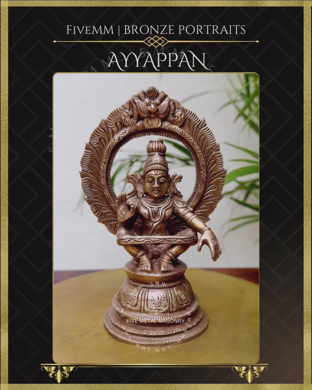 Ayyappan Panchaloha Bronze statue – per Shilpa Sastra iconography, handcrafted by lost wax casting – Video-360 degree view