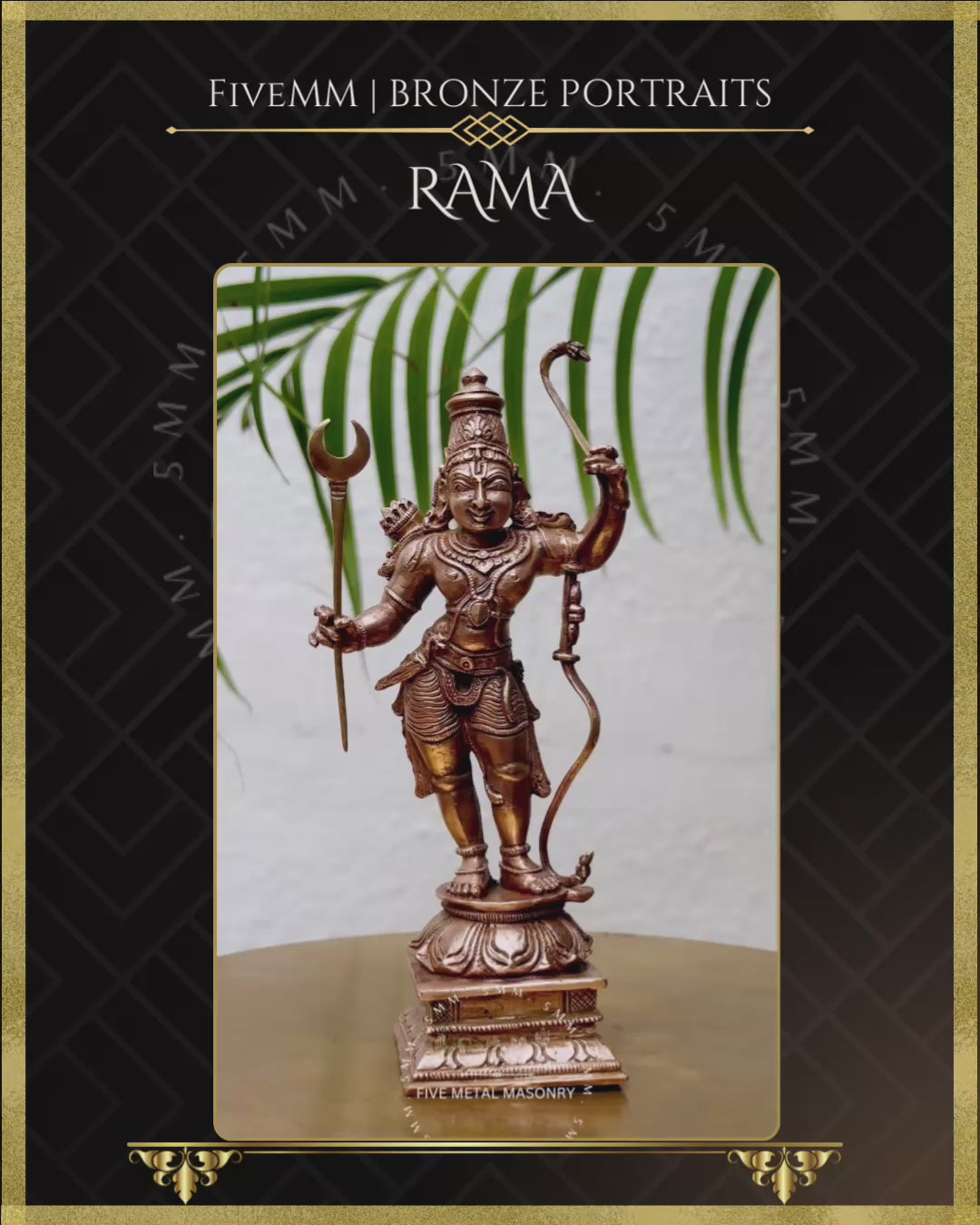 Rama Panchaloha Bronze statue – per Shilpa Sastra iconography, handcrafted by lost wax casting – Video- 360 degree view