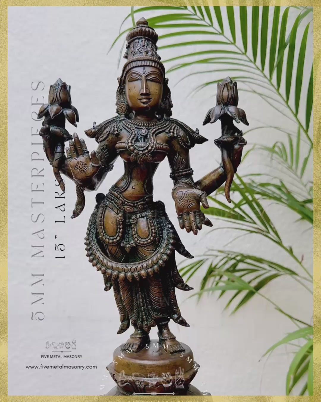 Lakshmi Standing Panchaloha Bronze statue, Masterpieces Collection – Shilpa Sastra iconography, handcrafted lost wax casting – Video- 360 degree view