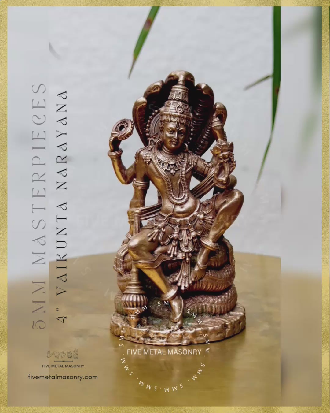Vaikunta Narayana Panchaloha Bronze Icon - 4"-  Masterpieces Collection