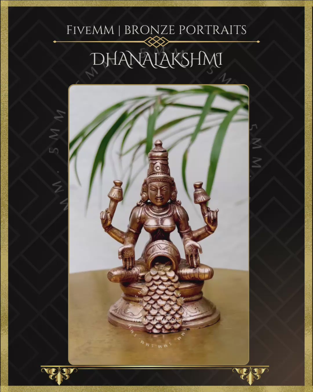 Kubera Lakshmi Panchaloha Bronze statue – Shilpa Sastra iconography, handcrafted lost wax casting – Video-360 degree view