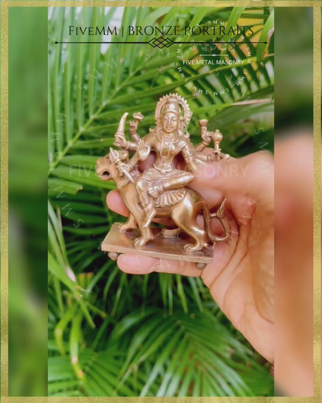 Durga on Simha - 4” | Panchaloha Bronze Icon