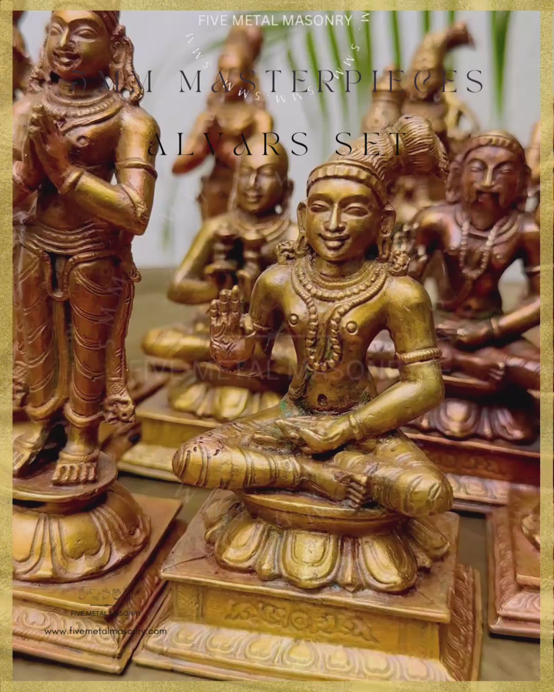 Alvars | Vaishnava saints |Set of 12 Panchaloha Bronze Icons - 5"- Masterpieces Collection | Made to Order