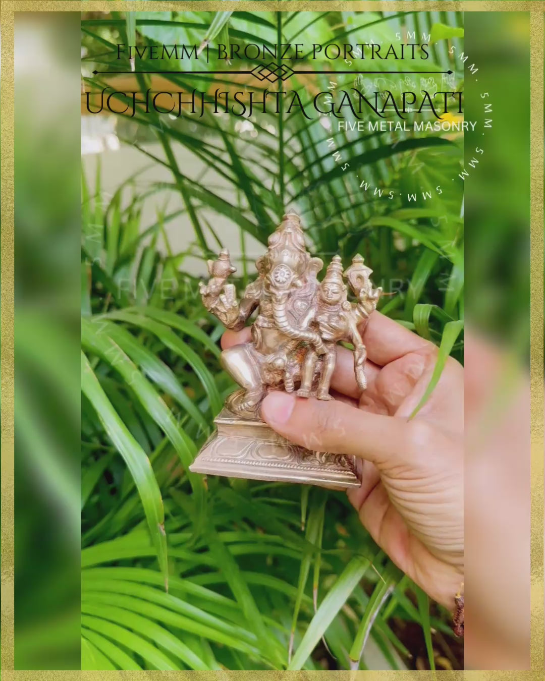 Uchchhishta Ganapati Panchaloha Bronze Icon - 5”