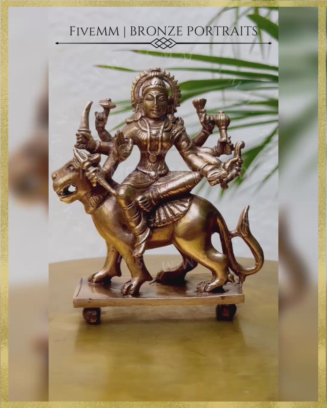 Durga on Simha - 4” | Panchaloha Bronze Icon