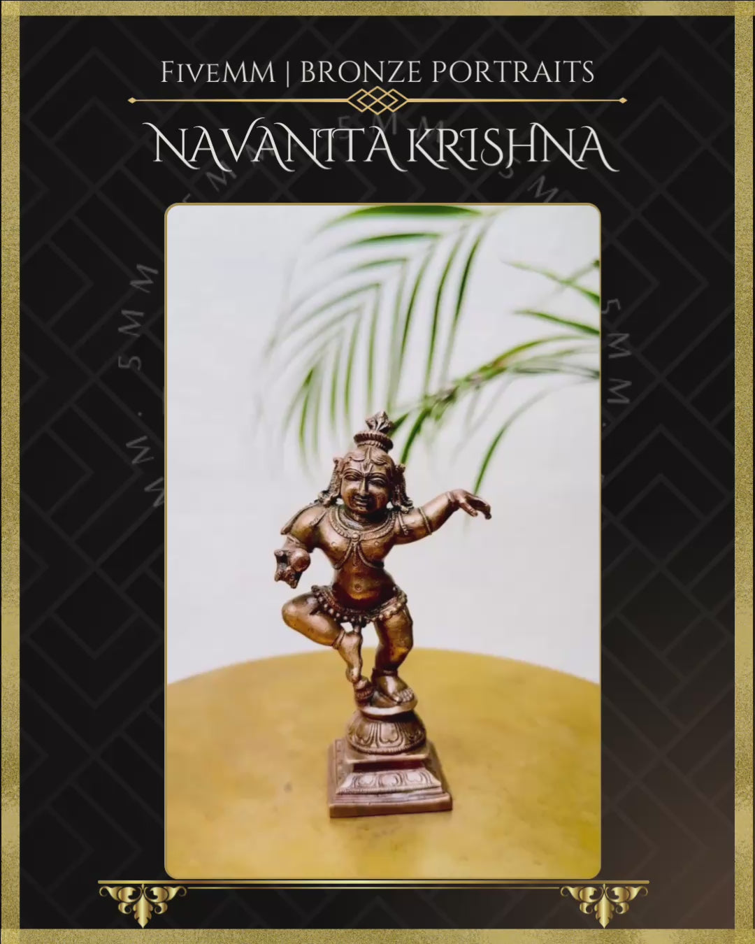 Navanita Krishna Panchaloha statue – Shilpa Sastra iconography, handcrafted lost wax casting –360 degree view