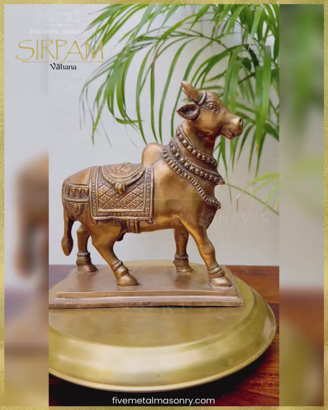 Vrsabha(Nandi) : Bull Panchaloha Bronze Icon - 8" - Sirpam Collection
