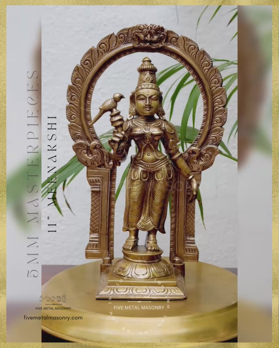 Meenakshi Panchaloha Bronze Icon - 11" with arch - Masterpieces Collection
