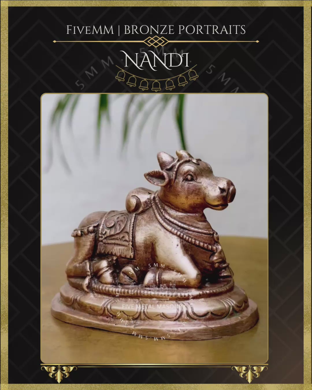 Nandi Panchaloha Bronze statue – per Shilpa Sastra iconography, handcrafted by lost wax casting – Video- 360 degree view
