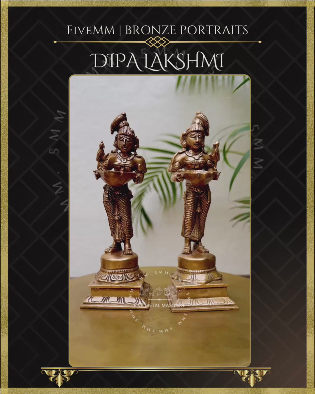 Set of Dipalakshmi / Paavai Vilakku Panchaloha Bronze statue – per Shilpa Sastra iconography, handcrafted by lost wax casting – Video- 360 degree view
