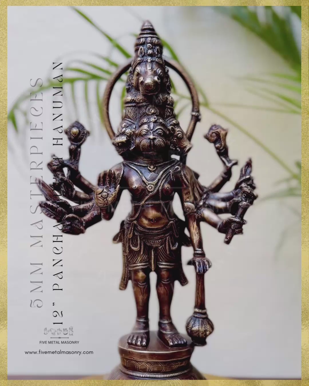 Panch Mukhi Hanuman Panchaloha Bronze statue -  Masterpieces Collection - Iconography per Shilpa Sastra, handcrafted lost wax casting – Video-360 degree view